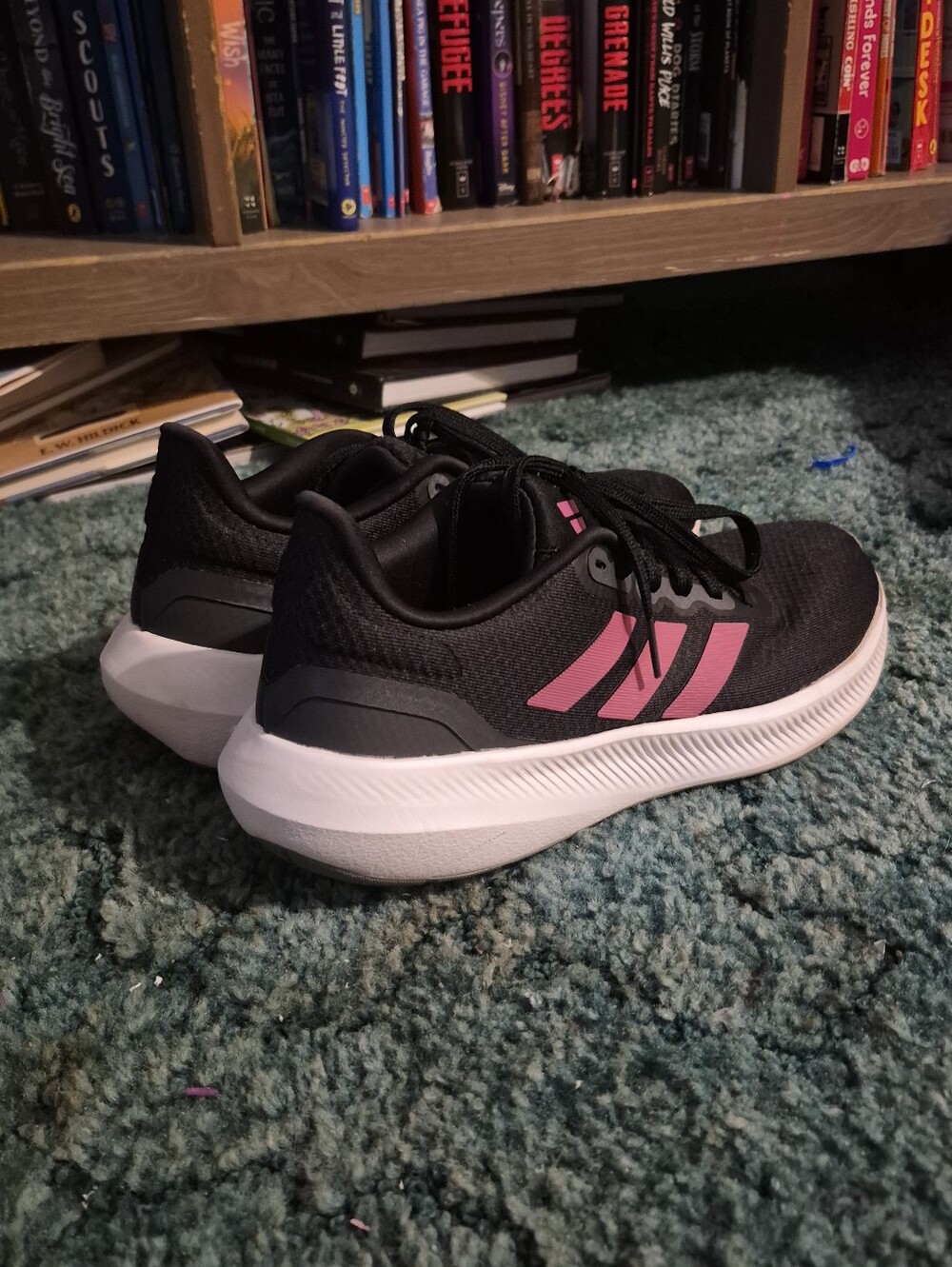 Adidas Cloudfoam Lace Up Sneakers Black Pink Women's Size 9 - Picture 5 of 10